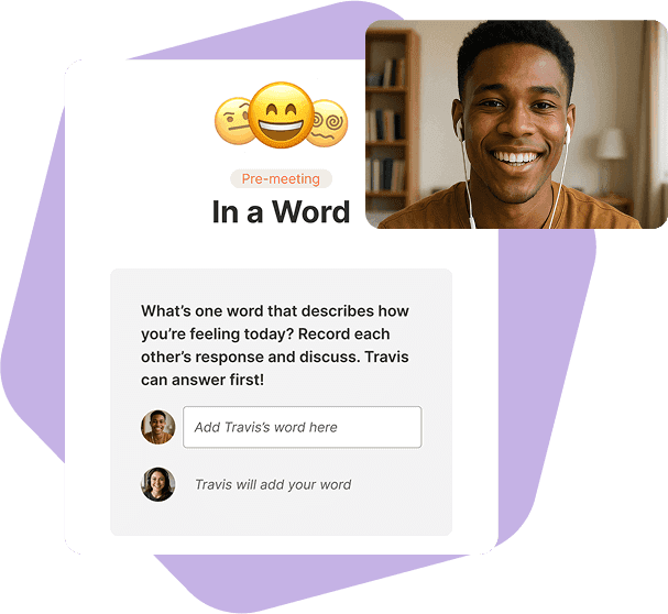 “In a Word” moments of prompted reflection before and after meetings